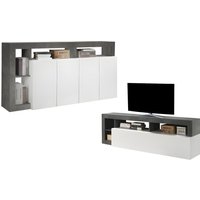 Set Sideboard + TV-Möbel - Weiß lackiert & Beton - SEFRO von Kauf-unique