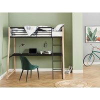 Set: Hochbett + Schreibtisch + Matratze - 90 x 190 cm - Schwarz & Eiche - MALICIA von Vente-unique
