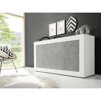 Sideboard mit 3 Türen - Weiß lackiert & Betonfarben - COMETE von Kauf-unique