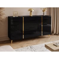 Sideboard mit 2 Türen & 3 Schubladen - Schwarz glänzend & Goldfarben - MARZIALO von Kauf-unique