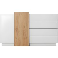 Sideboard mit 2 Türen & 4 Schubladen - Weiß & Eichefarben - FRANCOLI von Kauf-unique