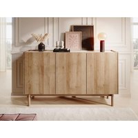 Sideboard mit 3 Türen - Helle Holzfarben & Marmor-Optik Weiß - SITOLI von Vente-unique