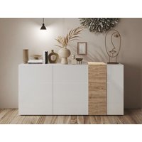 Sideboard mit 3 Türen - Weiß & Helle Holzfarben - CAYNO von Kauf-unique