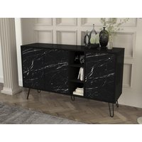 Sideboard mit 3 Türen & 3 Ablagefächern - Marmor-Optik Schwarz - POMONA von Vente-unique