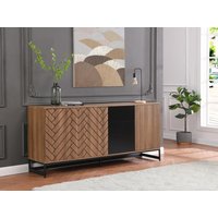 Sideboard mit 3 Türen & 3 Schubladen - MDF - Naturfarben & Schwarz - CARATANA von Kauf-unique