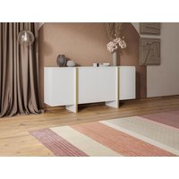 Sideboard mit 4 Türen - MDF- Weiß & Goldfarben - LUVONIA von Kauf-unique