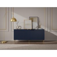 Sideboard mit 4 Türen - MDF & Stahl - Blau & Goldfarben - YESINIA von Vente-unique
