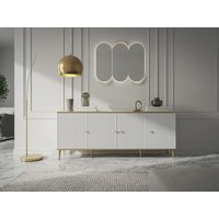 Sideboard mit 4 Türen - MDF und Stahl - Weiß und Goldfarben - SINEAD von Pascal MORABITO von PASCAL MORABITO