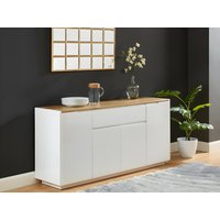 Sideboard mit 4 Türen & 1 Schublade - MDF lackiert - Weiß & Eichefarben - AMANI von Kauf-unique