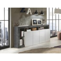 Sideboard mit 4 Türen & 4 Ablagen - Weiß lackiert & Beton-Optik - SEFRO von Kauf-unique