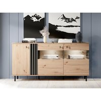 Sideboard mit LEDs - MDF & Metall - Naturfarben & Schwarz - SABIA von Kauf-unique