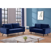 Sofa 2-Sitzer - Samt - Dunkelblau - FLEUET von Vente-unique