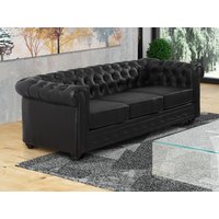 Sofa 3-Sitzer - Kunstleder - Schwarz - CHESTERFIELD von Vente-unique