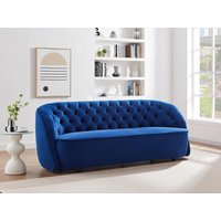 Sofa 3-Sitzer - Samt - Blau - ORTANO von Kauf-unique