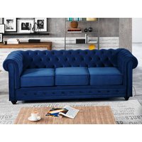 Sofa 3-Sitzer - Samt - Dunkelblau - CHESTERFIELD von Kauf-unique