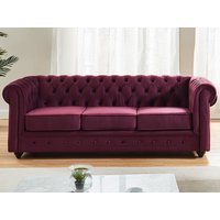 Sofa 3-Sitzer - Samt - Pflaumenfarben - CHESTERFIELD Sofa 3-Sitzer - Samt - Pflaumenfarben - CHESTERFIELD von Vente-unique