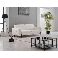 Sofa 3-Sitzer mit verstellbarer Rückenlehne - Strukturstoff - Elfenbeinweiß - GOJARO von Vente-unique