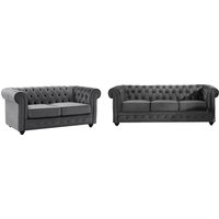 Sofa 3-Sitzer & 2-Sitzer - Samt - Anthrazit - CHESTERFIELD Sofa 3-Sitzer & 2-Sitzer - Samt - Anthrazit - CHESTERFIELD von Vente-unique
