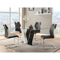 Sparset: Esstisch + 4 Stühle - Schwarz & Weiß - WINCH von Kauf-unique