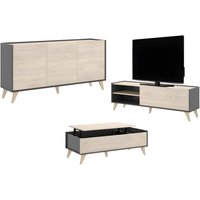 Sparset: Couchtisch + TV-Möbel + Sideboard - Anthrazit & Eichefarben - KOLYMA von Kauf-unique