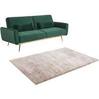 Sparset: Schlafsofa Klappsofa 3-Sitzer - Tannengrün - LAUNEI + Teppich - Taupe - DOLCE von Kauf-unique