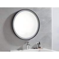 Badezimmerspiegel rund mit LED-Beleuchtung - 60 x 60 cm - Schwarz - NUMEA von Vente-unique