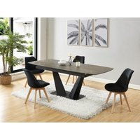 Stühle 2er-Set - Samt & Buche - Schwarz - JODY von Vente-unique