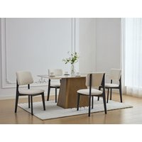 Stuhl 2er-Set - Bouclé-Stoff & Kautschukholz - Weiß & Schwarz - JASMENA Stuhl 2er-Set - Bouclé-Stoff & Kautschukholz - Weiß & Schwarz - JASMENA von Vente-unique