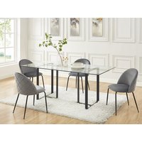 Stuhl 2er-Set - Samt & Schwarzer Edelstahl - Grau - MELBOURNE Stuhl 2er-Set - Samt & Schwarzer Edelstahl - Grau - MELBOURNE von Vente-unique