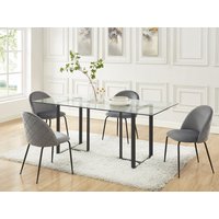 Stuhl 2er-Set - Samt & Schwarzer Edelstahl - Grau - MELBOURNE Stuhl 2er-Set - Samt & Schwarzer Edelstahl - Grau - MELBOURNE von Vente-unique