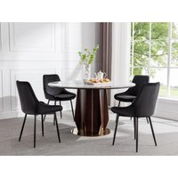 Stuhl 2er-Set - Samt & Schwarzes Metall - Schwarz - MASURIE von Vente-unique