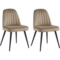 Stuhl 2er-Set - Samt & schwarzes Metall - Beige - ELEANA von Vente-unique