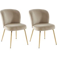 Stuhl 2er-Set - Samt & vergoldetes Metall - Beige - POLPONA de Pascal MORABITO von Vente-unique