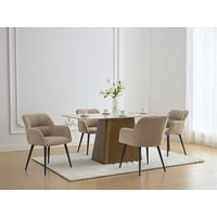 Stuhl mit Armlehnen 2er-Set - Stoff & schwarzes Metall - Beige - HEKA Stuhl mit Armlehnen 2er-Set - Stoff & schwarzes Metall - Beige - HEKA von Vente-unique