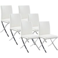 Stuhl 6er-Set - Kunstleder & Metall -  Weiß - CALY von Kauf-unique