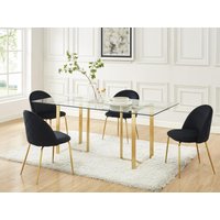 Stuhl 6er-Set - Samt & Goldfarbenes Metall - Schwarz - MELBOURNE von Vente-unique