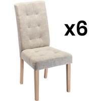 Stuhl 6er-Set - Stoff & Holz - Beige - VILLOSA von Kauf-unique