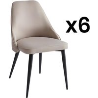 Stuhl 6er-Set - Stoff & Metall - Cremefarben - EZRA von Kauf-unique