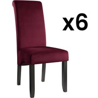 Stuhl 6er-Sets - Samt - Bordeauxrot - DELINA von Kauf-unique