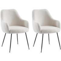Stuhl mit Armlehnen 2er-Set - Bouclé-Stoff & Metall - Weiß - TOYBA von Kauf-unique