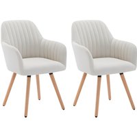 Stuhl mit Armlehnen 2er-Set - Stoff & Metall in Holzoptik - Cremefarben - ELEANA Stuhl mit Armlehnen 2er-Set - Stoff & Metall in Holzoptik - Cremefarben - ELEANA von Vente-unique