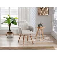 Stuhl mit Armlehnen 2er-Set - Stoff & Metall in Holzoptik - Cremefarben - ELEANA Stuhl mit Armlehnen 2er-Set - Stoff & Metall in Holzoptik - Cremefarben - ELEANA von Vente-unique
