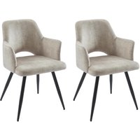 Stuhl mit Armlehnen - 2er-Set - Stoff & schwarzes Metall - Beige - KADIJA von Kauf-unique