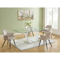 Stuhl mit Armlehnen - 2er-Set - Stoff & schwarzes Metall - Beige - KADIJA von Vente-unique