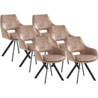 Stuhl mit Armlehnen 6er-Set - Samt & Metall - Beige - KELINE von Kauf-unique