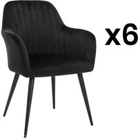 Stuhl mit Armlehnen 6er-Set - Samt & Metall schwarz - Schwarz - ELEANA von Kauf-unique