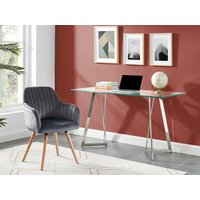 Stuhl mit Armlehnen - Samt & Metall in Holzoptik - Grau - ELEANA von Vente-unique