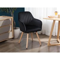 Stuhl mit Armlehnen - Samt & Metall in Holzoptik - Schwarz - ELEANA von Vente-unique