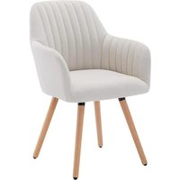 Stuhl mit Armlehnen - Stoff & Metall in Holzoptik - Cremefarben - ELEANA von Kauf-unique