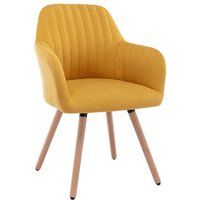 Stuhl mit Armlehnen - Stoff & Metall in Holzoptik - Gelb - ELEANA von Kauf-unique
